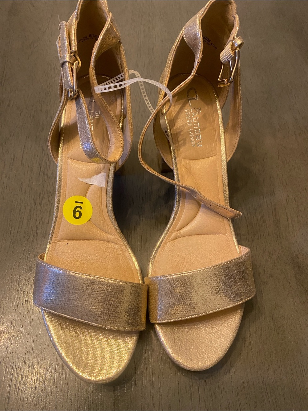 Chinese Laundry Metallic Gold Ankle-Strap Heels